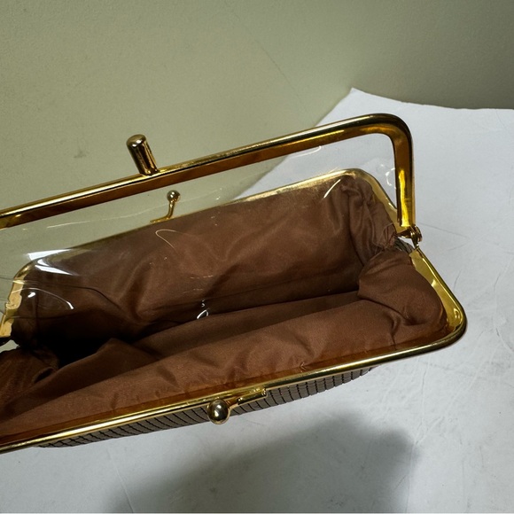 Bueno Vintage 80s Metal Mesh KissLock Clutch Bag 3 Section Makeup Formal Neutral - Picture 6 of 15